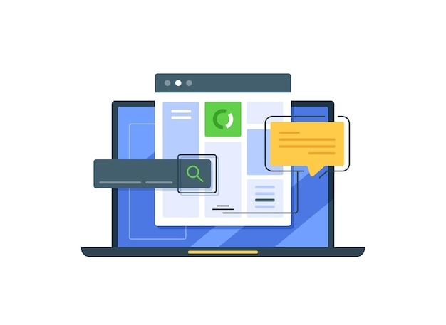 Concept of search engine with laptop computer search input stroke
