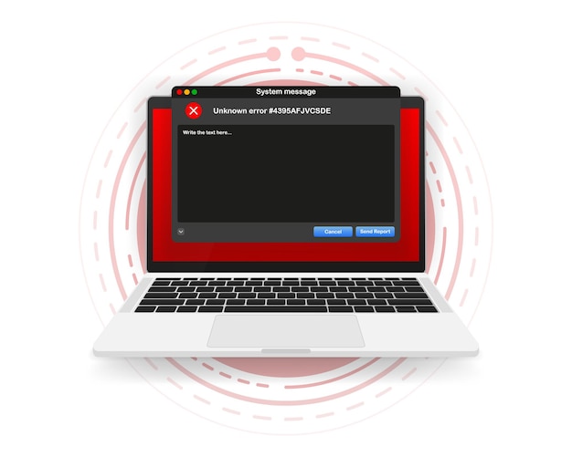 Concept operating system error warning for web page on screen computer. 404 error web page. Error warning window operating system. Vector illustration.
