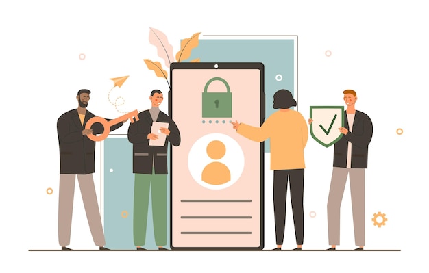 Concept sign in page on mobile screen login and password to user account woman enters correct data