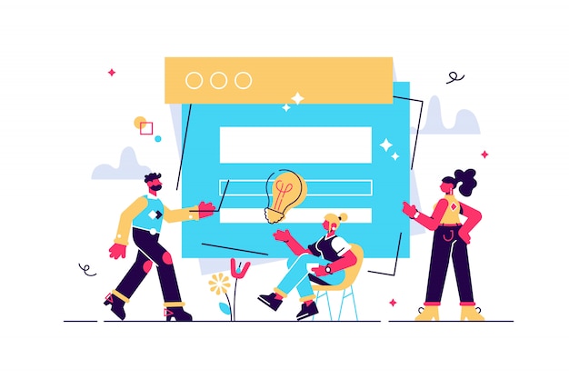 Concept Ux User Experience Development Design Usability Improve software develop company. UI Interface experiment design improve illustration project guide build Web app Computer, responsive.
