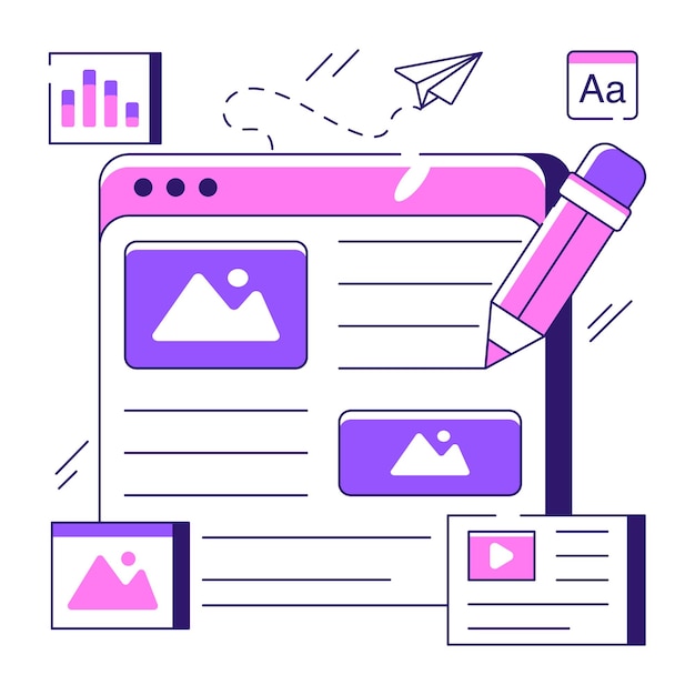 Conceptual flat design illustration of web gallery