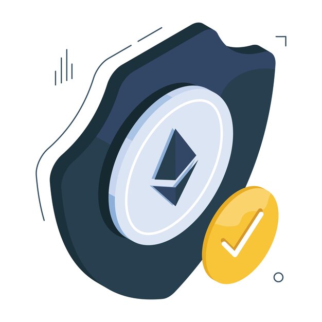 Conceptual isometric design icon of Ethereum security