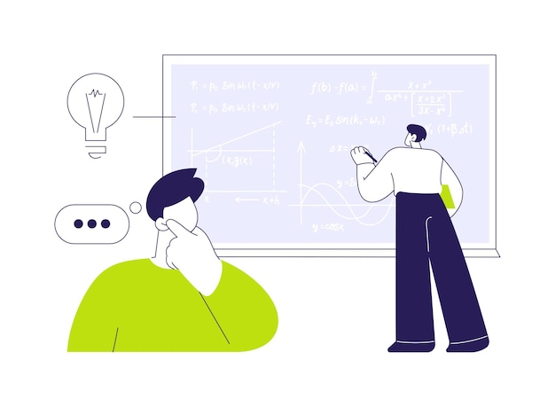 Conduct calculations abstract concept vector illustration mathematician making calculations matter