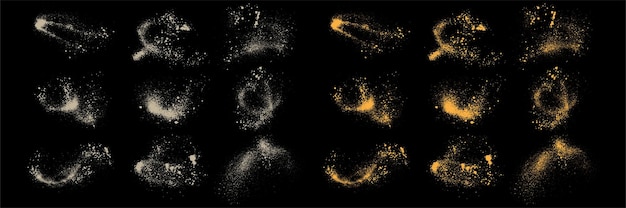 Confetti abstract gold glitter and white color splatter splash texture luxury background set