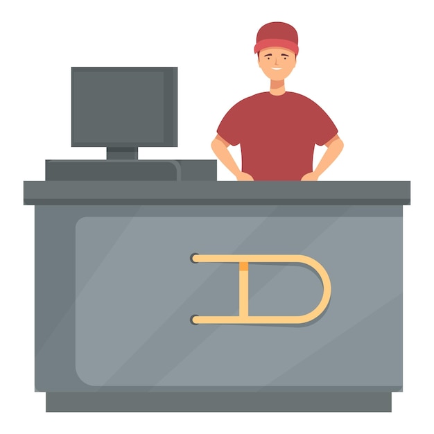 confident male employee at information desk