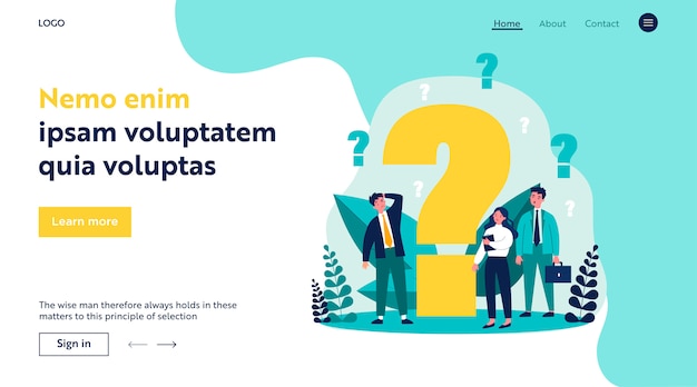 Confused businesspeople asking questions