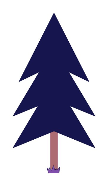 Conifer fir tree 2D linear cartoon object Evergreen pine tree isolated line vector element white background Woods forest pinetree Vegetation Woodland spruce color flat spot illustration