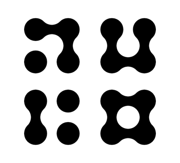 Connected dots icon Circles pattern sign Integration symbol Abstract point movement Connected round blobs Transition metaballs Vector illustration isolated on white background