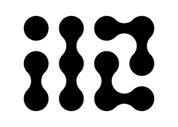 Connected dots icon Circles pattern sign Integration symbol Abstract point movement Connected round blobs Transition metaballs Vector illustration isolated on white background