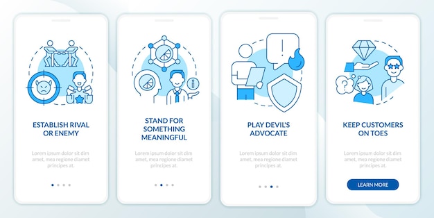 Consumers engagement blue onboarding mobile app screen