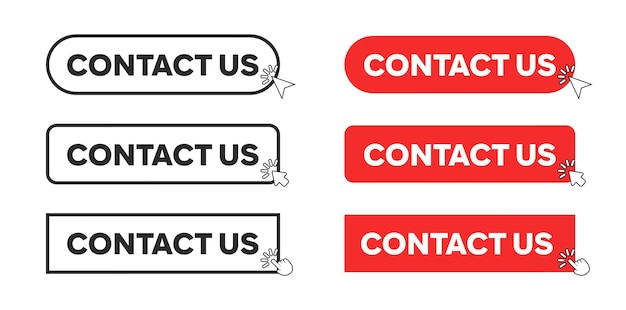 Contact Us Button in Red Rectangle and outline style vector illustration