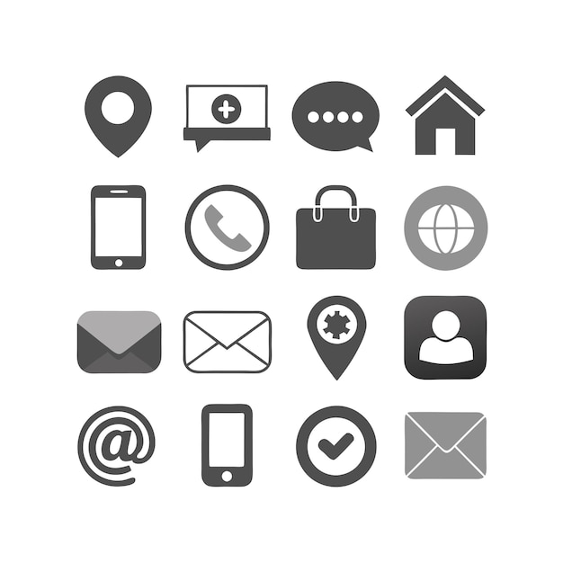 contact us icon set collection for websites and mobile applications