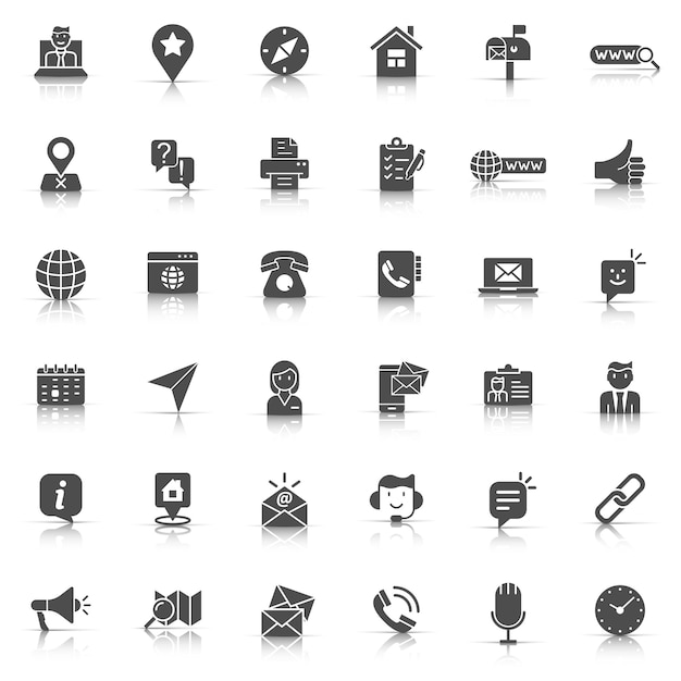 contact us icon set in flat style mobile communication vector illustration on white isolated background phone call business concept