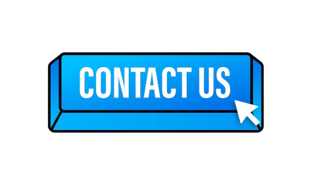 Contact us sign. Contact us blue sticker on white baclground.