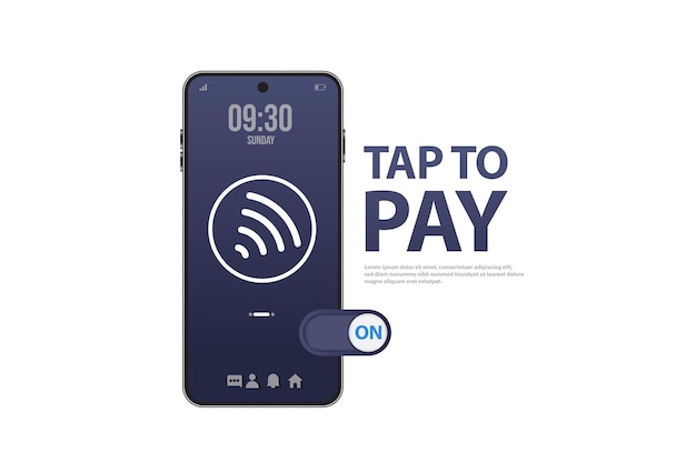 Contactless wireless pay sign 3D logo NFC technology illustration