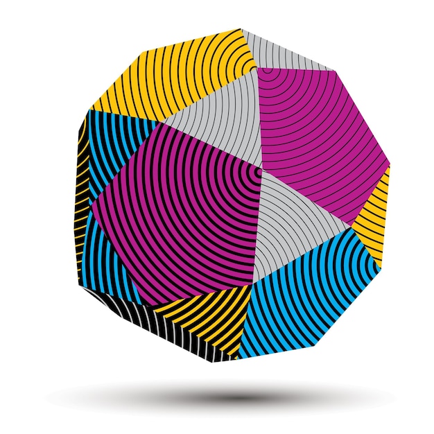 Contemporary technology bright stylish architectural construction, abstract vector 3d colorful striped figure.