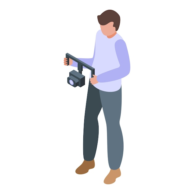 content creation cameraman icon isometric vector news studio