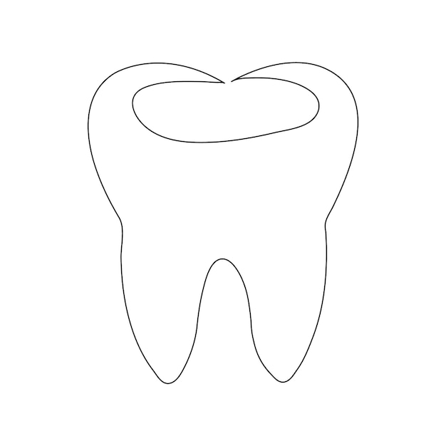 continuous beautiful one line teeth drawing art design