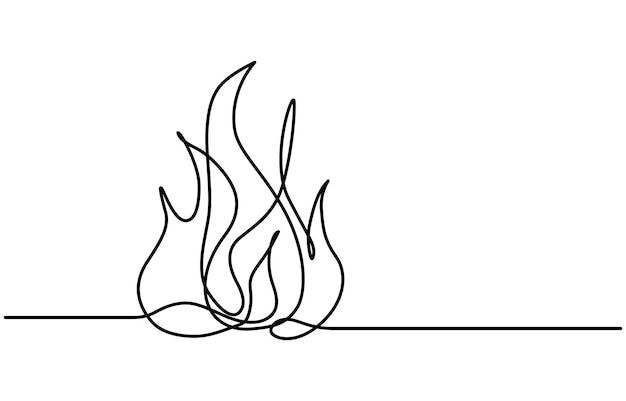 continuous editable drawing of fire icon flame symbol in one line style continuous single line