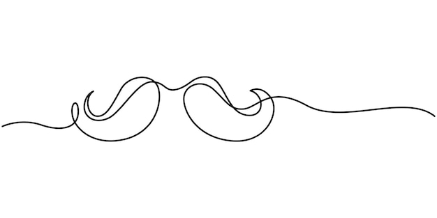 Continuous editable line drawing of mustache icon One line drawn mustache Vector illustration