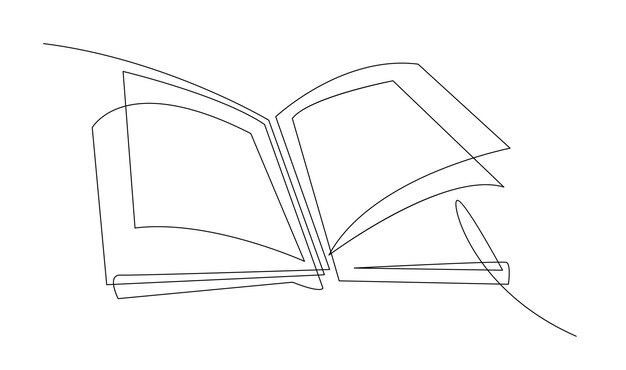 continuous line art drawing of book opened book single line art drawing vector illustration