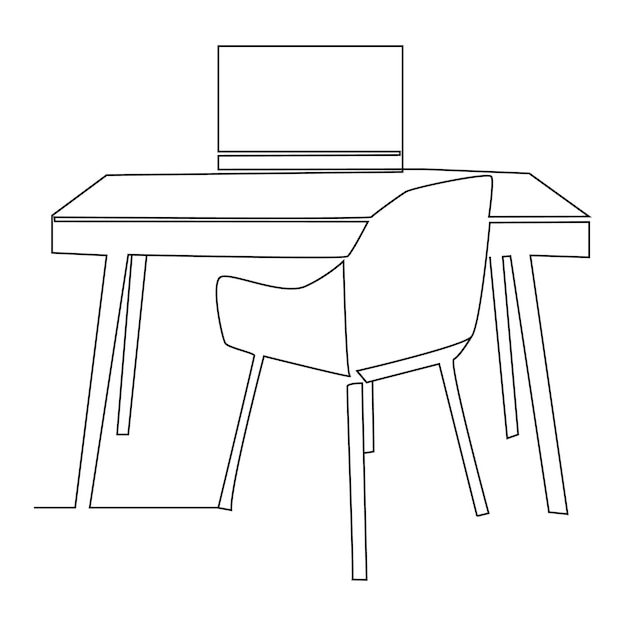 continuous line art of desktop computer