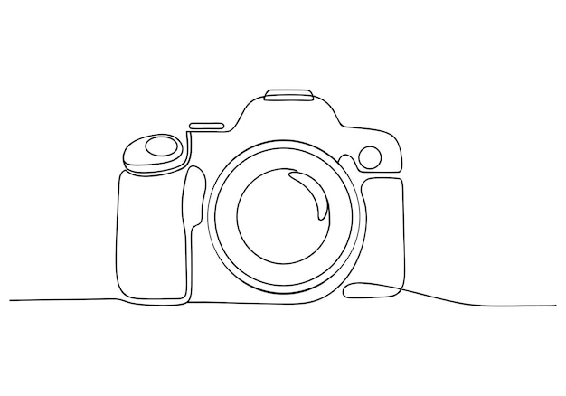 continuous line drawing of a digital camera