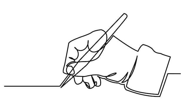 continuous line drawing of a hand with pen line art illustration