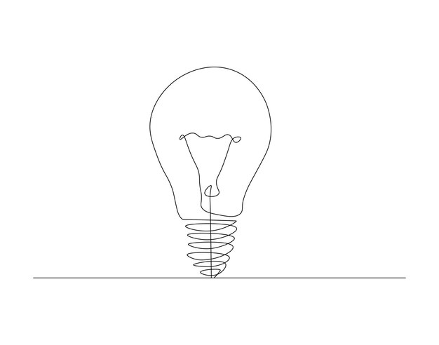 continuous line drawing of bulb lamp one line of electric light bulb bulb lamp continuous line art editable outline