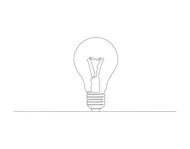 continuous line drawing of bulb lamp one line of electric light bulb bulb lamp continuous line art editable outline