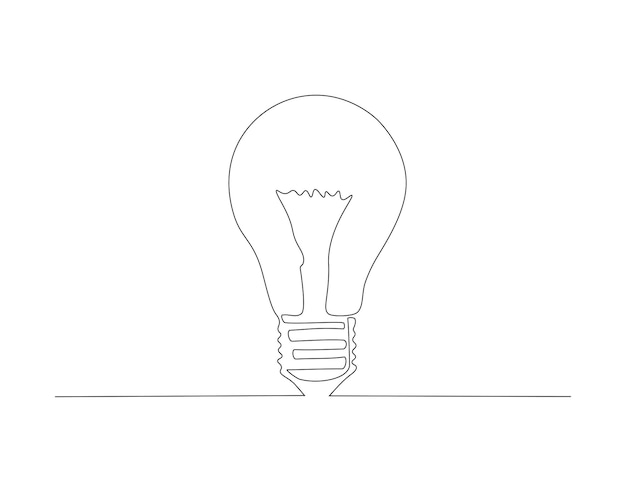 continuous line drawing of bulb lamp one line of electric light bulb bulb lamp continuous line art editable outline
