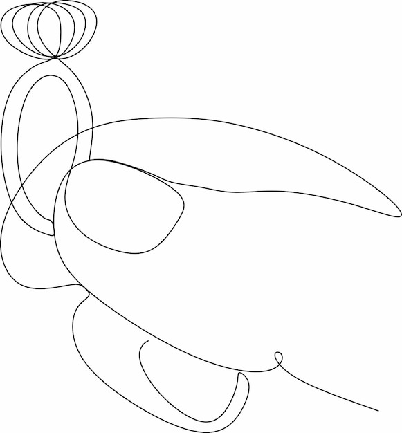 Continuous line drawing of diamond wedding ring on white background