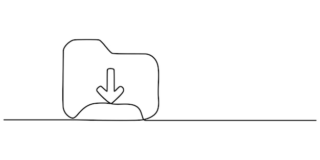 continuous line drawing of download icon hand drawn symbol vector illustration download outline