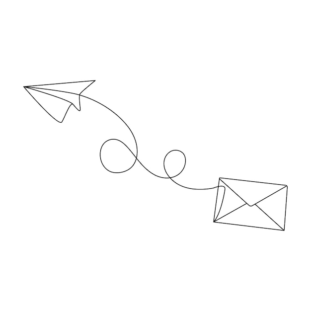 Continuous Line Drawing of EMail Icon Hand Drawn Symbol Vector Illustration
