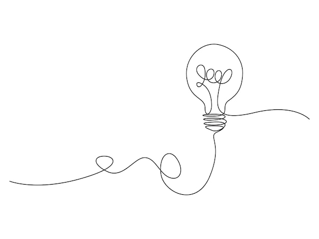 Continuous line drawing of light bulb energy concept vector illustration premium vector