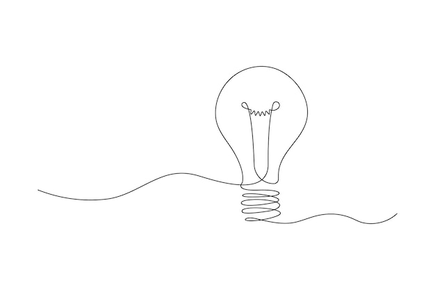 Continuous line drawing of light bulb