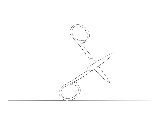 Continuous Line Drawing Of Scissors One Line Of Scissors For Cutting Scissors Continuous Line Art Editable Outline