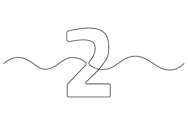 Continuous Line Drawing of the Number Two