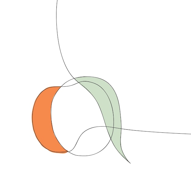 Continuous line of autumn tangerine line art