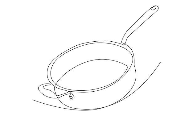Continuous line of pan. Vector illustration household appliance