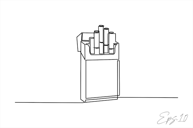 continuous line vector illustration of a pack of filter cigarettes