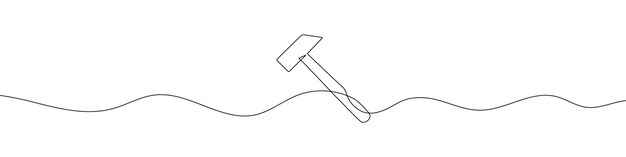 Continuous linear drawing of hammer Single line drawing of hammer