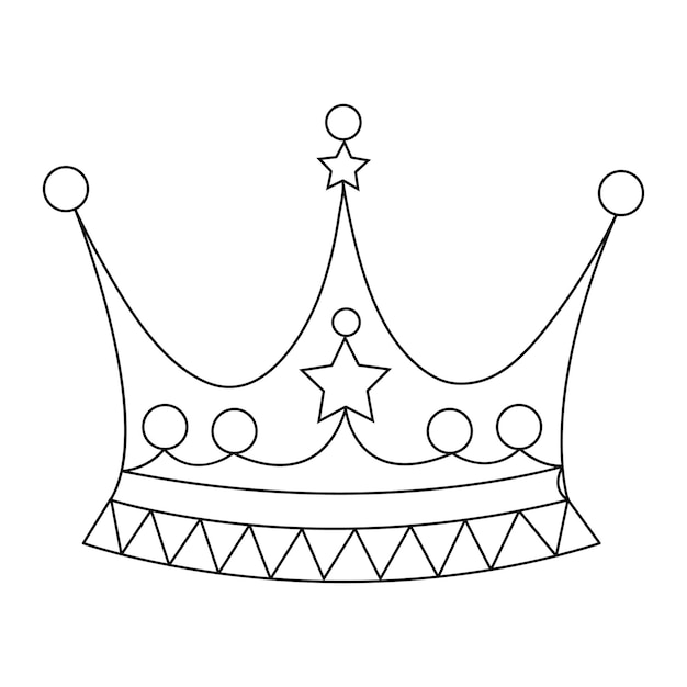 continuous one line art drawing crown design and outline vector minimalism style