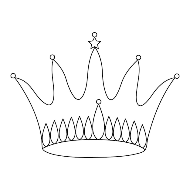 continuous one line art drawing crown design and outline vector minimalism style