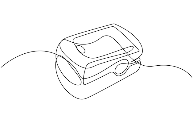 Continuous one line art drawing pulse oximeter on finger Digital device to measure oxygen
