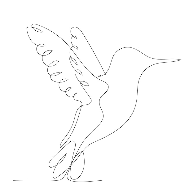 Continuous one line art of a humming bird
