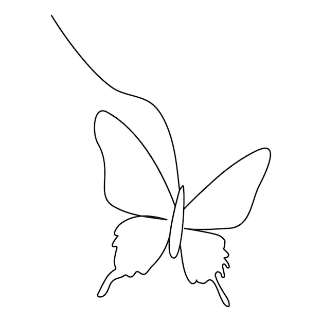 continuous one line butterfly outline vector isolated on white background vector illustration