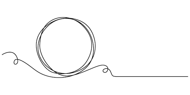 Continuous one line circle stroke Hand drawn circle frame on white background one line drawing