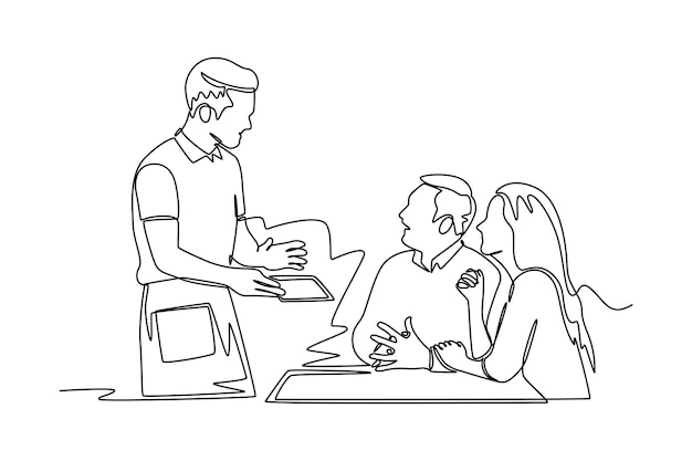 Continuous one line drawing customer service concept Single line draw design vector graphic illustration