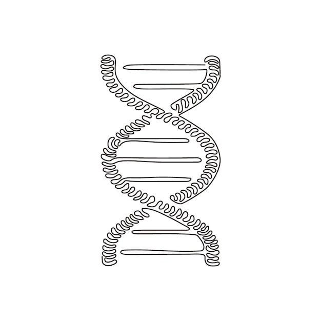 continuous one line drawing dna icons life gene model bio code genetics molecule medical symbols